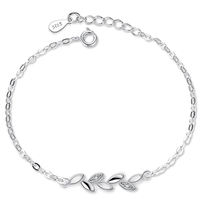 Armband zilver met blaadjes