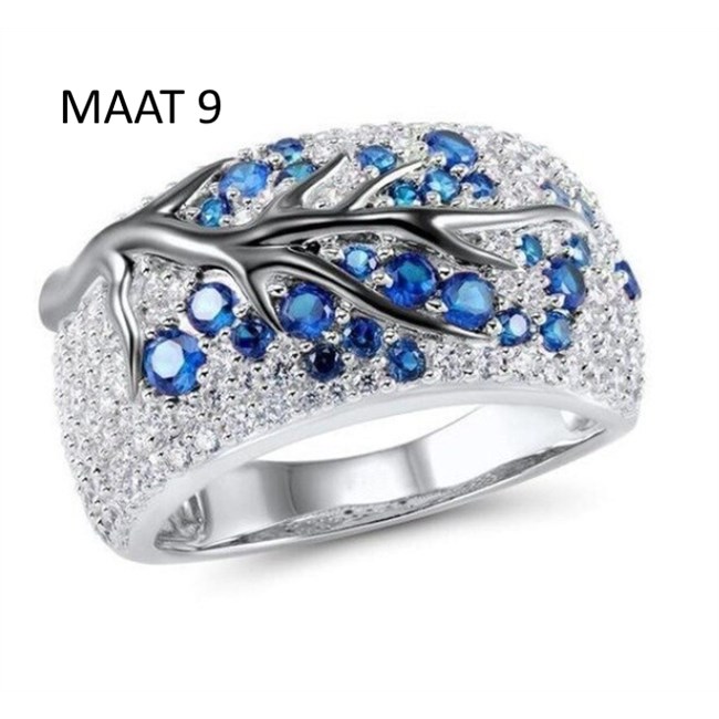 Ring Boom blauw - Maat 9