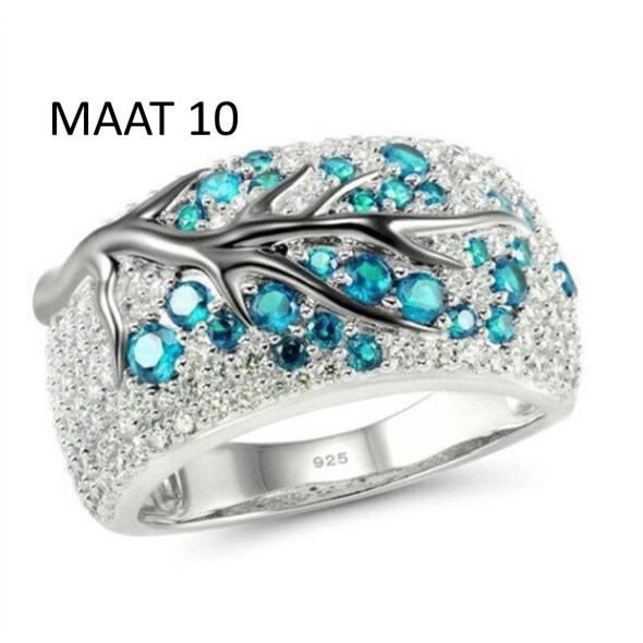 Ring Boom blauw/groen - Maat 10